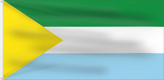 Flagge, mit zwei Metallösen und verstärktem Besatzband: San Vicente de Caguán  Caquetá	San Vicente de Caguán	Municipio de San Vicente del Caguán  Caquetá