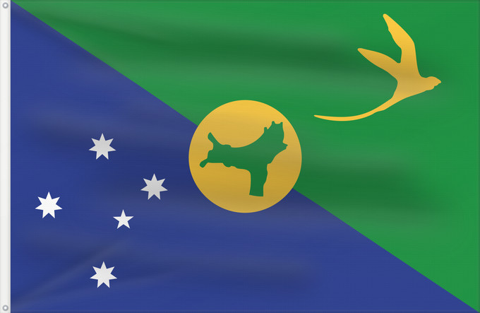 Bandera, con dos ojales metálicos y lado del asta reforzado: Christmas Island	Île Christmas	Isla de Navidad	Weihnachtsinsel	Isola di Natale