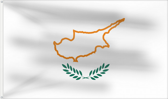 Flagge, mit zwei Metallösen und verstärktem Besatzband: Cyprus  1960	A flag of Cyprus in 1960	Chypre (1960)	Chipre (1960)	Zypern (1960)	Cipro (1960)	Chipre em 1960