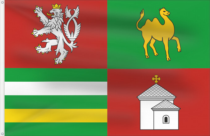 Bandera, con dos ojales metálicos y lado del asta reforzado: Plzen Region	Plzeň Region	Région de Plzeň	Región de Pilsen	„Region Pilsen
