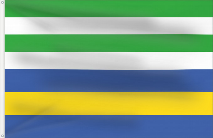 Flag, with two metal eyelets and reinforced hoist: Bilovice nad Svitavou	Municipal flag of Bílovice nad Svitavou village	Bílovice nad Svitavou	Gemeinde Bílovice nad Svitavou Die Flagge besteht aus sieben horizontalen Streifen grün	Bílovice nad Svitavou, okres Brno-venkov