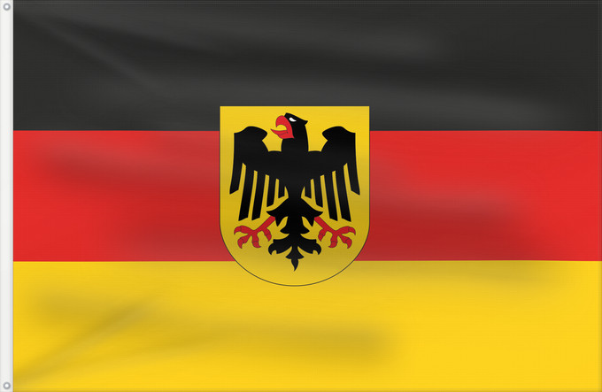 Drapeau, avec deux œillets métalliques et guindant renforcé : Germany  state	Bundesdienstflagge  Flag of the federal authorities of Germany	Allemagne	La Bundesdienstflagge está reservada para las autoridades federales alemanas	Die Bundesdienstflagge ist den deutschen Bundesbehörden vorbehalten	Germania