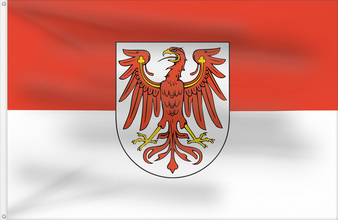 Bandera, con dos ojales metálicos y lado del asta reforzado: Brandenburg Brandebourg Brandeburgo