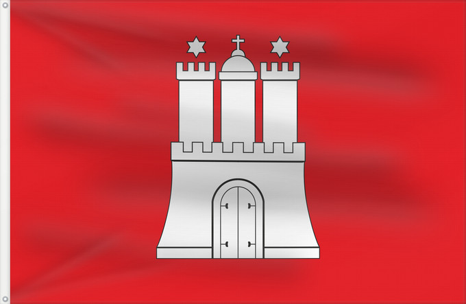 Bandera, con dos ojales metálicos y lado del asta reforzado: Hamburg	City Hamburg	Hamburg 	Landesflagge der Freien und Hansestadt Hamburg	Amburgo	Hamburga	Hamburgs flagg	Vun de Stadt Hamborg