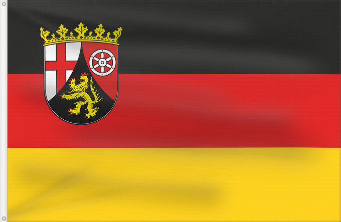 Bandera, con dos ojales metálicos y lado del asta reforzado: Rhineland-Palatinate	Civil and state flag of the state Rhineland-Palatinate	Rhénanie-Palatinat	Renania-Palatinado	Zivil- und Landesdienstflagge des Landes Rheinland-Pfalz	Renania-Palatinato