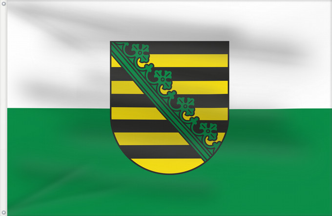 Flag, with two metal eyelets and reinforced hoist: Saxony	Civil flag of Saxony	Saxe	Sajonia	Landesflagge Sachsens	Sassonia	Sachsens	Chorhoj Sakskeje	Flaage fon Saksen