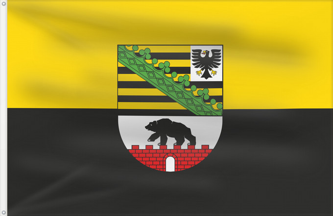 Bandera, con dos ojales metálicos y lado del asta reforzado: Saxony-Anhalt	Saxony-Anhalt 	Saxe-Anhalt	Sajonia-Anhalt	Sachsen-Anhalt	Sassonia-Anhalt