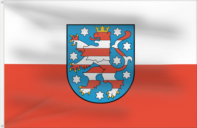 Bandera, con dos ojales metálicos y lado del asta reforzado: Thuringia Thuringe Turingia Thüringen