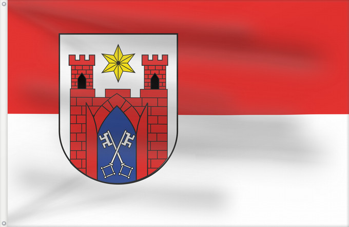 Flag, with two metal eyelets and reinforced hoist: Lübbecke It is easy to put a border around this flag image