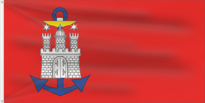 Flag, with two metal eyelets and reinforced hoist: StaatsHamburg Deutsches Kaiserreich