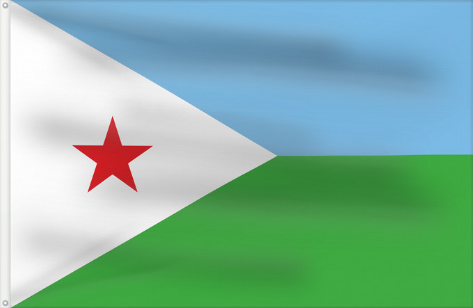 Drapeau, avec deux œillets métalliques et guindant renforcé : Djibouti	Yibuti	Dschibuti	Gibuti	Vo Dschibuti	የጅቡቲ ሰንደቅ ዓላማ	علم جيبوتي	জিবুতির পতাকা	Banniel Djibouti	Džibutská vlajka	Ĝibutio	Djibutiko bandera	Djiboutin	Ala Cîbutî	Džibučio	Sainan i Dziboti	Jiboti	Džibutija	Jabuuti	Djiboutis	Jibuti