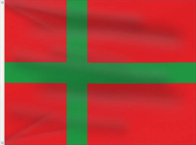 Bandera, con dos ojales metálicos y lado del asta reforzado: Denmark Bornholm	Unofficial flag of Bornholm  Denmark	Bornholm (non officiel)	Bornholm (no oficial)	Bornholm (inoffiziell)	Bornholm (non ufficiale)