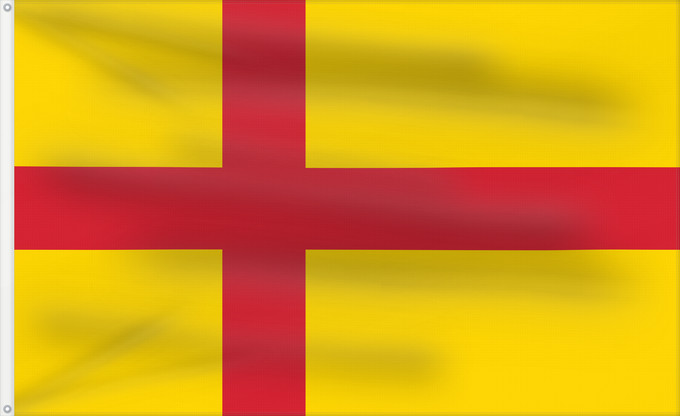 Bandera, con dos ojales metálicos y lado del asta reforzado: Kalmar Union	Merely a recreation of what the flag is thought to have looked like	Il s agit simplement d une reconstitution de l aspect supposé du drapeau de l Union de Kalmar	Unión de Kalmar (reconstrucción)	Kalmarer Union (Rekonstruktion)	Questa è solo u