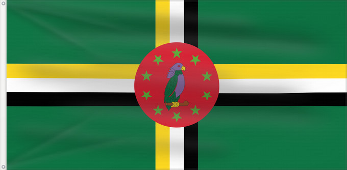 Drapeau, avec deux œillets métalliques et guindant renforcé : Dominica  1978–1981	Dominica 1978-1981	Dominique (1978–1981)	Dominica (1978–1981)