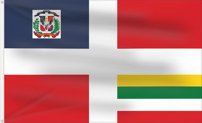 Bandera, con dos ojales metálicos y lado del asta reforzado: Army Flag of the Dominican Republic	Ejercito dominicano- flag of the dominican army