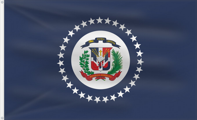 Bandera, con dos ojales metálicos y lado del asta reforzado: Naval Jack of the Dominican Republic