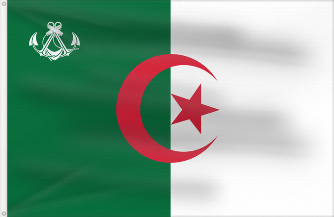 Drapeau, avec deux œillets métalliques et guindant renforcé : Naval Ensign of Algeria