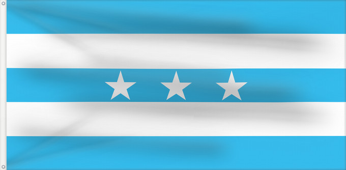 Bandera, con dos ojales metálicos y lado del asta reforzado: Guayaquil	City Santiago de Guayaquil in Ecuador; Flag of the Guayas Province