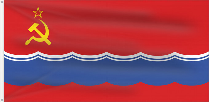 Flagge, mit zwei Metallösen und verstärktem Besatzband: Estonian Soviet Socialist Republic  1953–1990	Estonian Soviet Socialist Republic	République socialiste soviétique d Estonie	RSS de Estonia (1953–1990)	Estnische SSR (1953–1990)	RSS Estone (1953–1990)	علم دولة إستونيا السوفيتية	ده علم كيان استونيا السوفييت