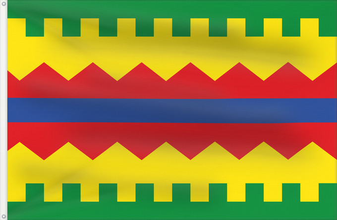 Bandera, con dos ojales metálicos y lado del asta reforzado: Aguarón	Aguarón, in Zaragoza province, Aragon	Aguarón, en la provincia de Zaragoza, Aragón