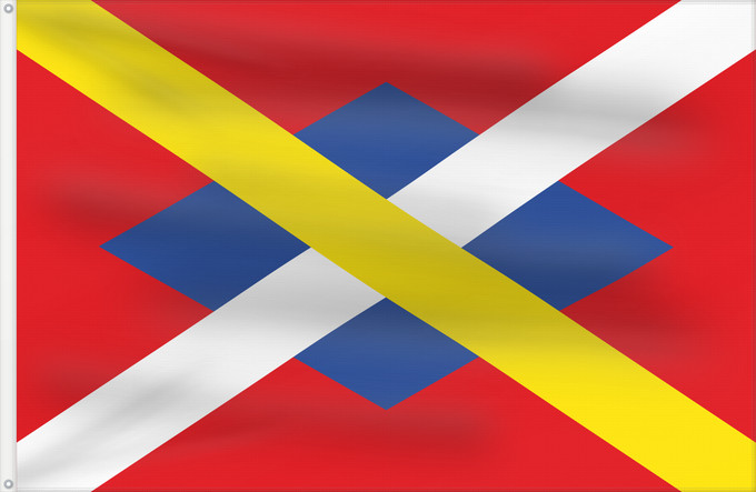 Bandera, con dos ojales metálicos y lado del asta reforzado: D Albanyà	Albanyà	Apaisada	Apaïsada