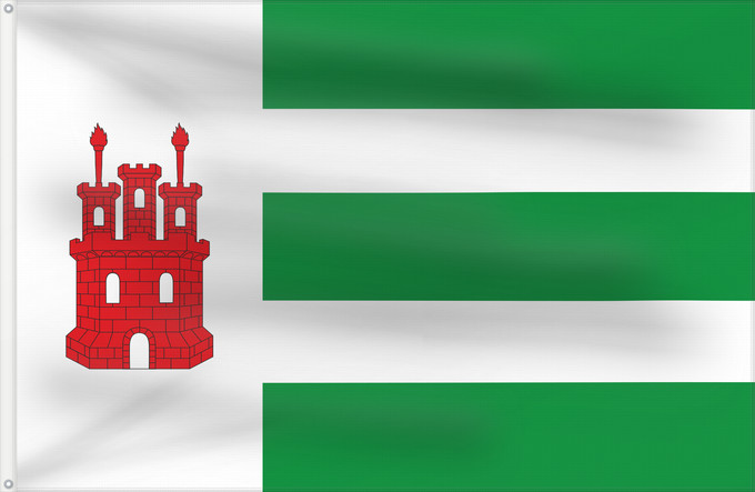 Bandera, con dos ojales metálicos y lado del asta reforzado: Alcalá de Moncayo	Alcalá de Moncayo-Zaragoza-Spain	Alcalá de Moncayo-Zaragoza