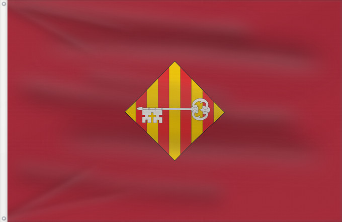 Bandera, con dos ojales metálicos y lado del asta reforzado: Alcira Spain	Alcira  Alzira , in Valencia province, Spain	Alcira	Proporciones 2 3. De carmesí