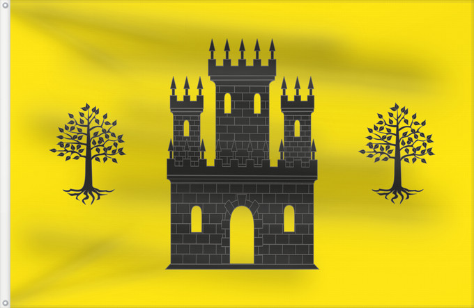 Bandera, con dos ojales metálicos y lado del asta reforzado: D Alcoletge Alcoletge Alcoletge Bandera apaisada D Alcoletge Bandera apaïsada