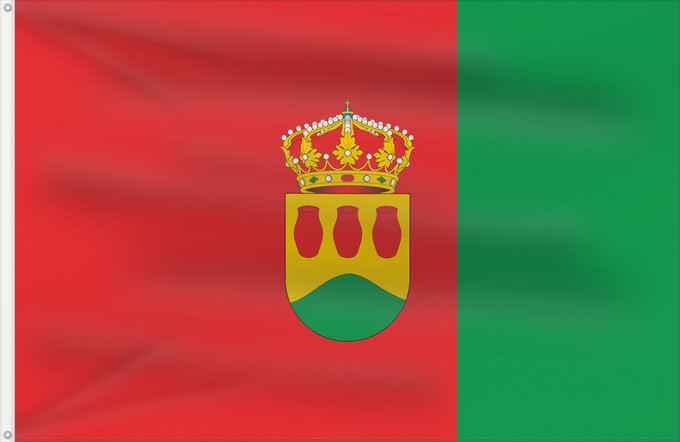 Bandera, con dos ojales metálicos y lado del asta reforzado: Alcorcón D Alcorcón Alkorkono Alcorcóngo bandera E Alcorcón Bandièra d Alcorcón