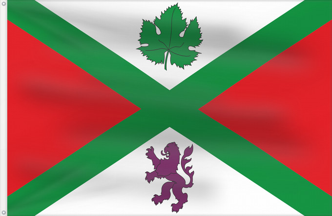 Bandera, con dos ojales metálicos y lado del asta reforzado: Alcudia de Monteagud	Alcudia de Monteagud  Almería province - Spain	Municipio de Alcudia de Monteagud  Almería - España Según la descripción Paño de proporciones 2/3, con un aspa verde
