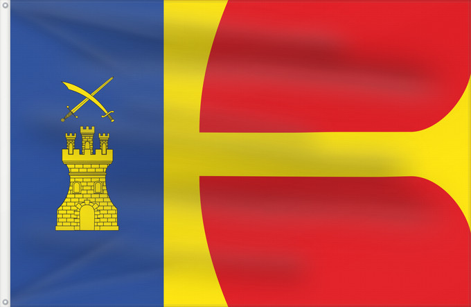 Bandera, con dos ojales metálicos y lado del asta reforzado: Alfambra	Alfambra-Teruel-Spain	Alfambra-Teruel