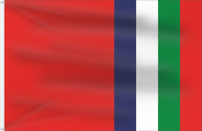 Bandera, con dos ojales metálicos y lado del asta reforzado: Alternativa de l Aldea L'Aldea (alternative) L'Aldea (alternativa) L'Aldea (alternativ)