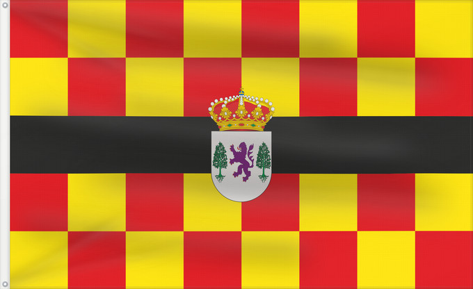 Bandera, con dos ojales metálicos y lado del asta reforzado: Belalcázar Spain Belalcázar, in Córdoba province, Spain Belalcázar Rectangular en la proporción de cinco medidas de ancha por ocho de larga