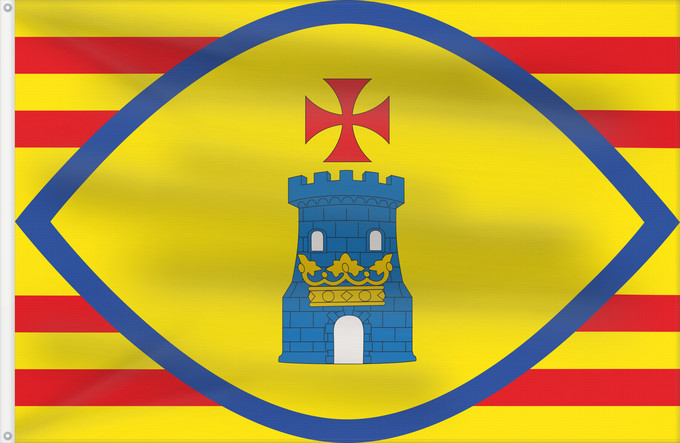 Bandera, con dos ojales metálicos y lado del asta reforzado: Bello  Teruel	Bello (Teruel) municipal flag	Drapeau municipal de Bello (Teruel)	Municipal de Bello  Teruel  Paño de proporción 2/3, formado por 9 franjas horizontales alternas amarillas y rojas	Gemeindeflagge von Bello (Teruel)	Bandiera municipale di Bell