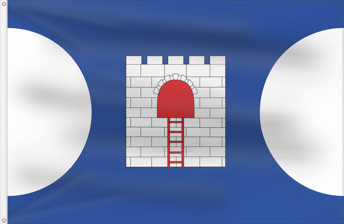 Bandera, con dos ojales metálicos y lado del asta reforzado: Calmarza	Calmarza-Zaragoza-Spain	Calmarza-Zaragoza