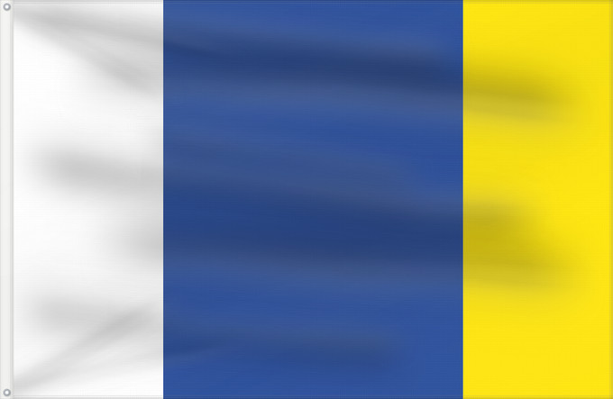 Bandera, con dos ojales metálicos y lado del asta reforzado: Canarias Libre La bandera adoptada por el Movimiento Canarias Libre