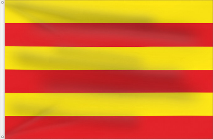 Bandera, con dos ojales metálicos y lado del asta reforzado: Comtat d Empúries Old county of Empúries Catalonia Comté d'Empúries Condado de Ampurias Grafschaft Empúries Contea di Ampurias L antic comtat d Empúries Catalunya