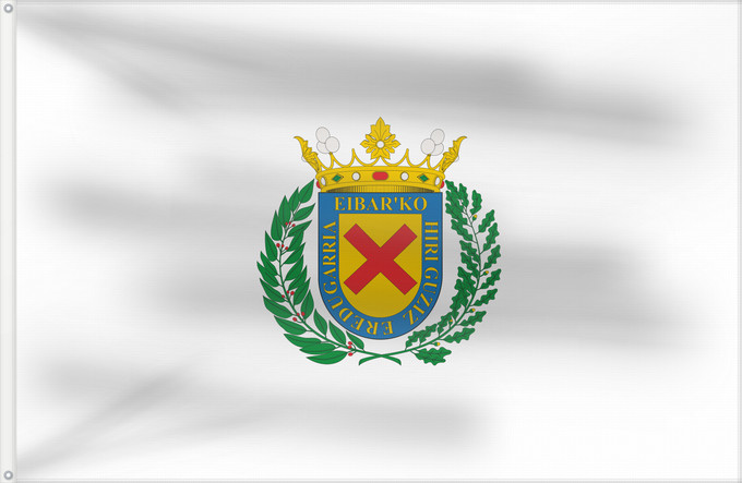 Bandera, con dos ojales metálicos y lado del asta reforzado: Eibar Eibarko Udalerria Bandera, Gipuzkoa-Espaina