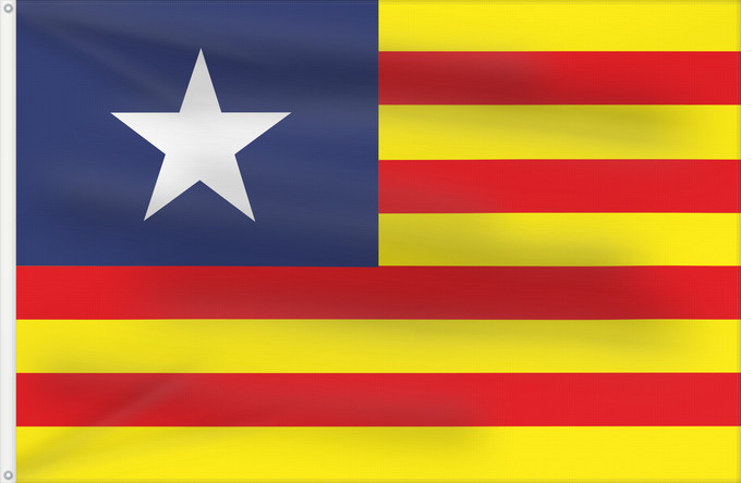 Bandera, con dos ojales metálicos y lado del asta reforzado: Estado Aragonés	Aragonese State	État aragonais	Aragonischer Staat	Stato Aragonese