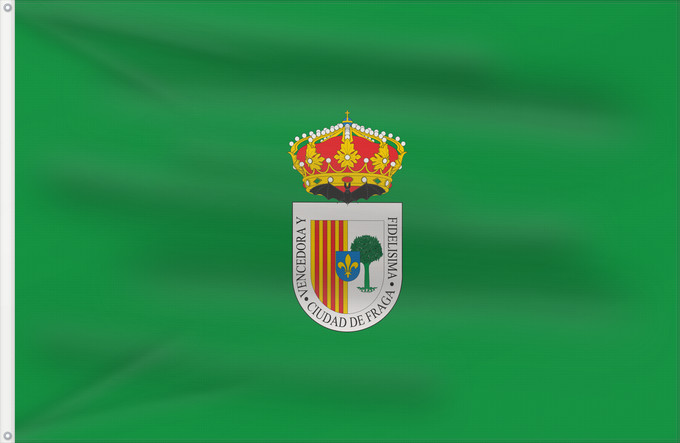 Bandera, con dos ojales metálicos y lado del asta reforzado: Fraga Fraga, en Huesca España