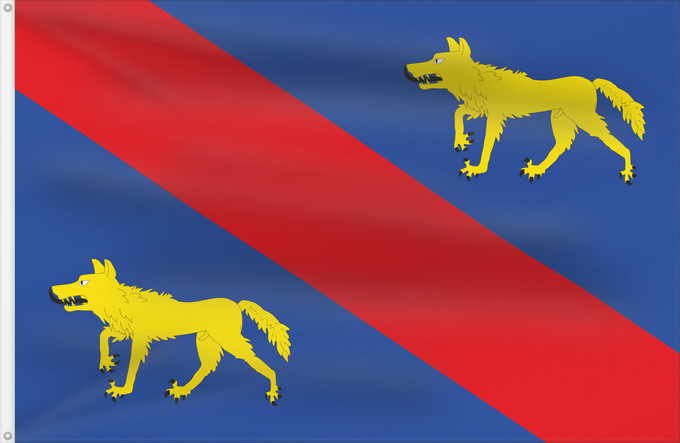 Bandera, con dos ojales metálicos y lado del asta reforzado: Gurrea de Gállego	English Flag of Gurrea de Gállego	Gurrea de Gállego  Huesca  Paño azul