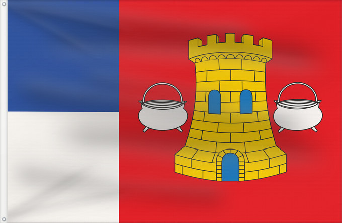 Bandera, con dos ojales metálicos y lado del asta reforzado: Hornillos de Cerrato	Hornillos de Cerrato  Palencia, Castile and León	Municipal de Hornillos de Cerrato  Palencia