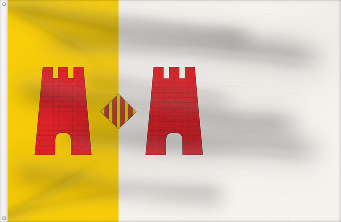 Drapeau, avec deux œillets métalliques et guindant renforcé : Ibi Spain Ibi Valencian Community, Spain Ibi Proporciones 2 3. Terciada al asta Proporcions 2 3. Tercejada a l asta