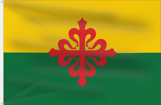 Bandera, con dos ojales metálicos y lado del asta reforzado: Lopera Jaén Lopera, Jaén, Spain Lopera Lopera, Jaén, España