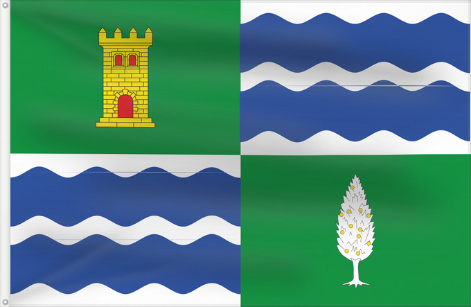 Bandera, con dos ojales metálicos y lado del asta reforzado: Mequinenza	Mequinenza - Zaragoza - Spain	Mequinenza - Huesca