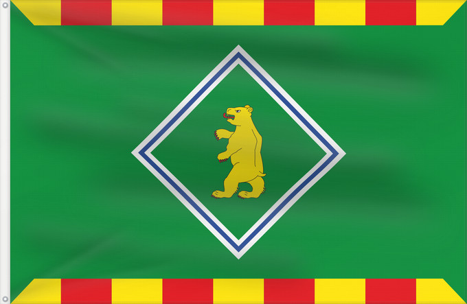 Bandera, con dos ojales metálicos y lado del asta reforzado: Osso de Cinca Municipal de Osso de Cinca Huesca Paño verde