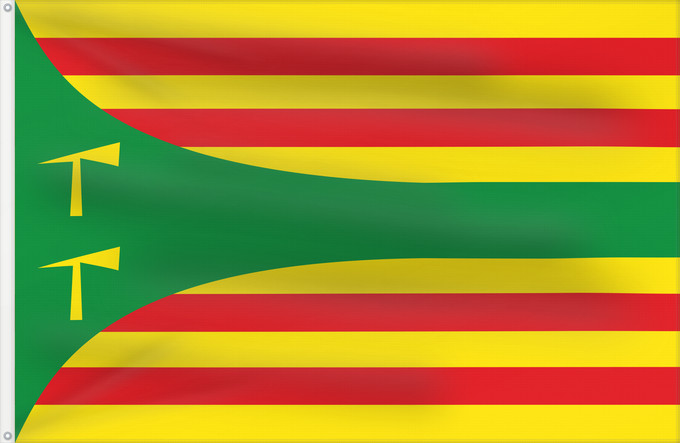 Bandera, con dos ojales metálicos y lado del asta reforzado: D Oz de Tena	Hoz de Jaca