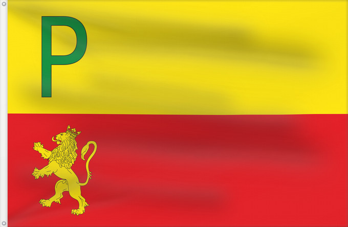 Bandera, con dos ojales metálicos y lado del asta reforzado: Pertusa	Of Pertusa-Huesca-Spain	Pertusa-Huesca Paño de proporción 2/3, formado por dos franjas horizontales de la misma anchura