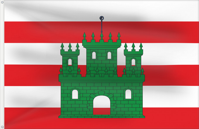 Flag, with two metal eyelets and reinforced hoist: Porqueres It is easy to put a border around this flag image Apaisada Apaïsada de proporcions dos d alt per tres de llarg