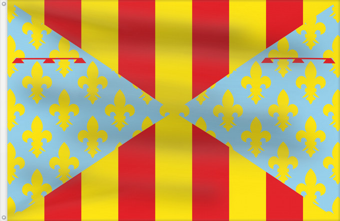 Bandera, con dos ojales metálicos y lado del asta reforzado: Prades	Prades, Tarragona, Spain	Prades, Tarragona, España	Prades, Tarragona, Espanya
